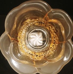 Mikasa Votive Flower Blossom Amber Glass Candle Holders - Thumbnail 4